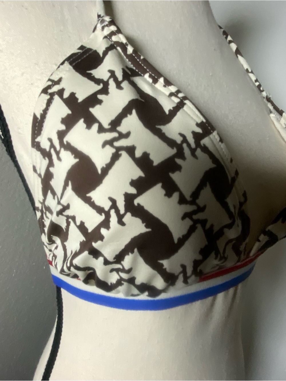Y2K Juicy Couture Brown & Cream Scottie Dog Bikini Top Size Large - Picture 3 of 7